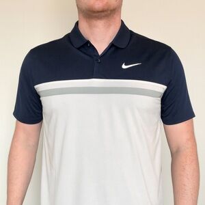 Nike Men's Polo Shirt in Dark Blue and White
